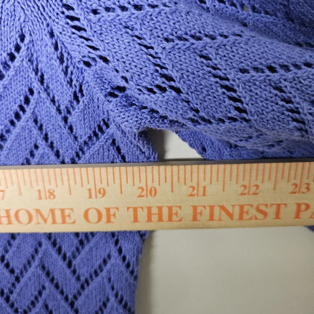 Talbots Petite XL Periwinkle Purple Open Knit Linen Blend Sweater‎ Pullover Crew